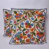 Kashmiri White Cushion Cover with Hand Chain-Stitch Embroidery | Set of 2 | 16*16