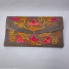Mahjabeen Kashmiri Pouch Wallet in Brown with Aari Embroidery