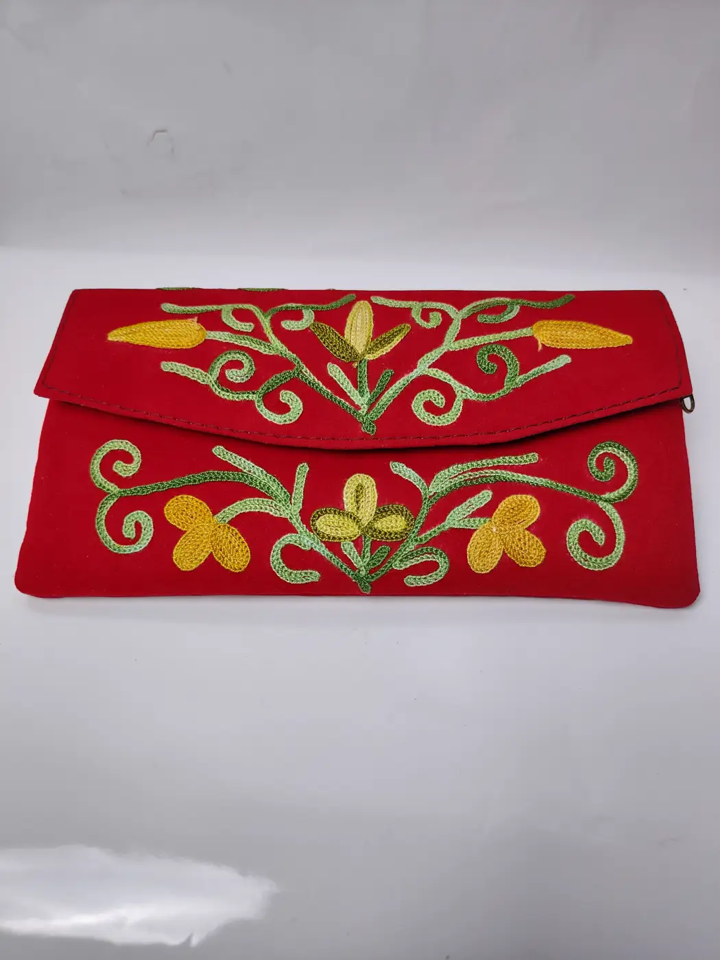 Maroon Kashmiri Pouch Wallet with Aari Embroidery