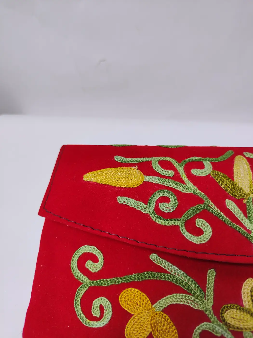 Maroon Kashmiri Pouch Wallet with Aari Embroidery - Image 2
