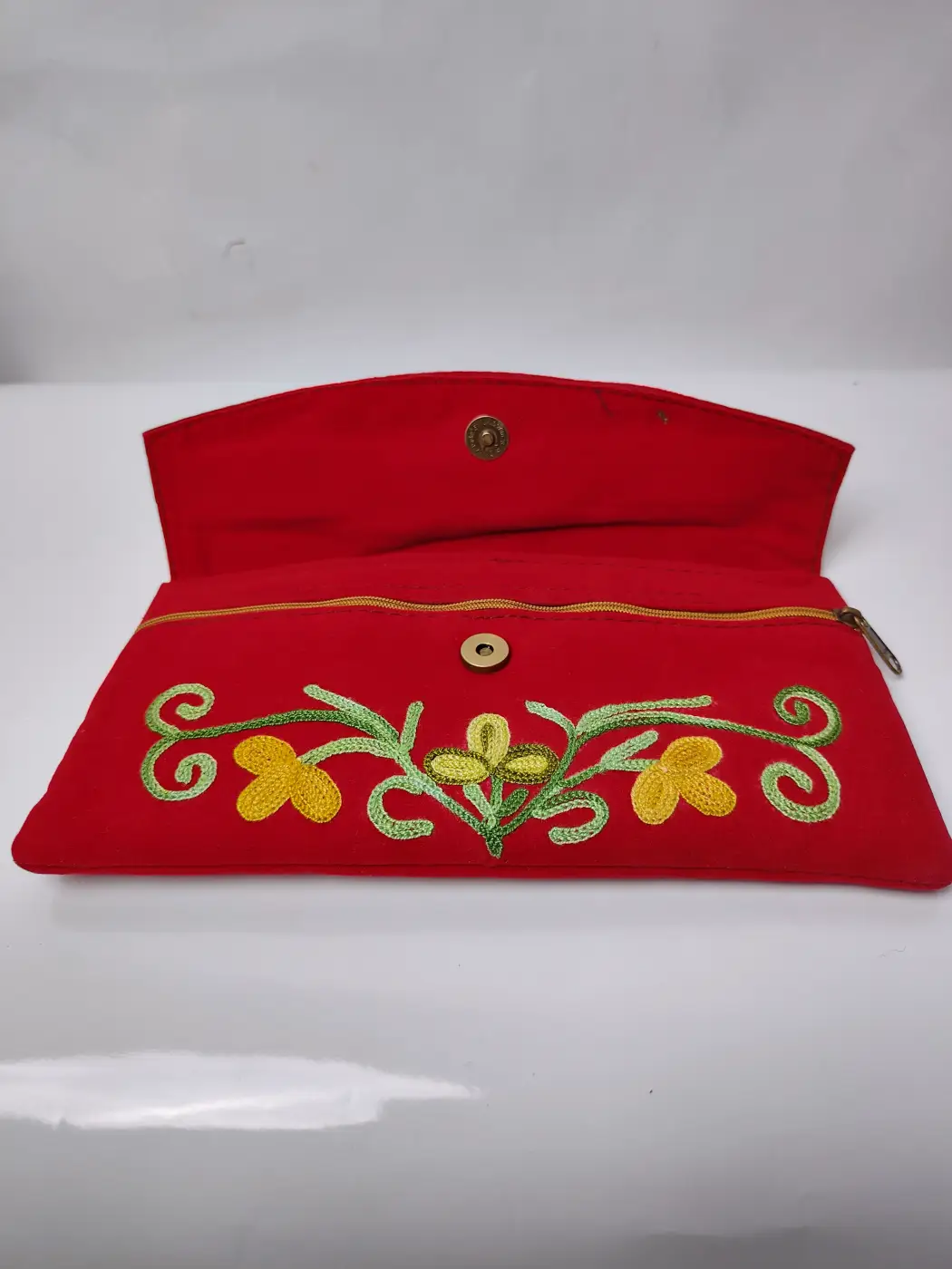 Maroon Kashmiri Pouch Wallet with Aari Embroidery - Image 3
