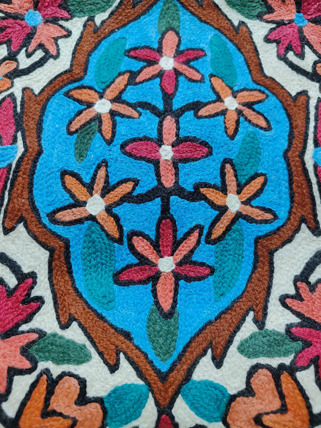 Kashmiri Table Runner in Blue Naaz with Elegant Hand Embroidery (10×2.5 ft) - Image 5
