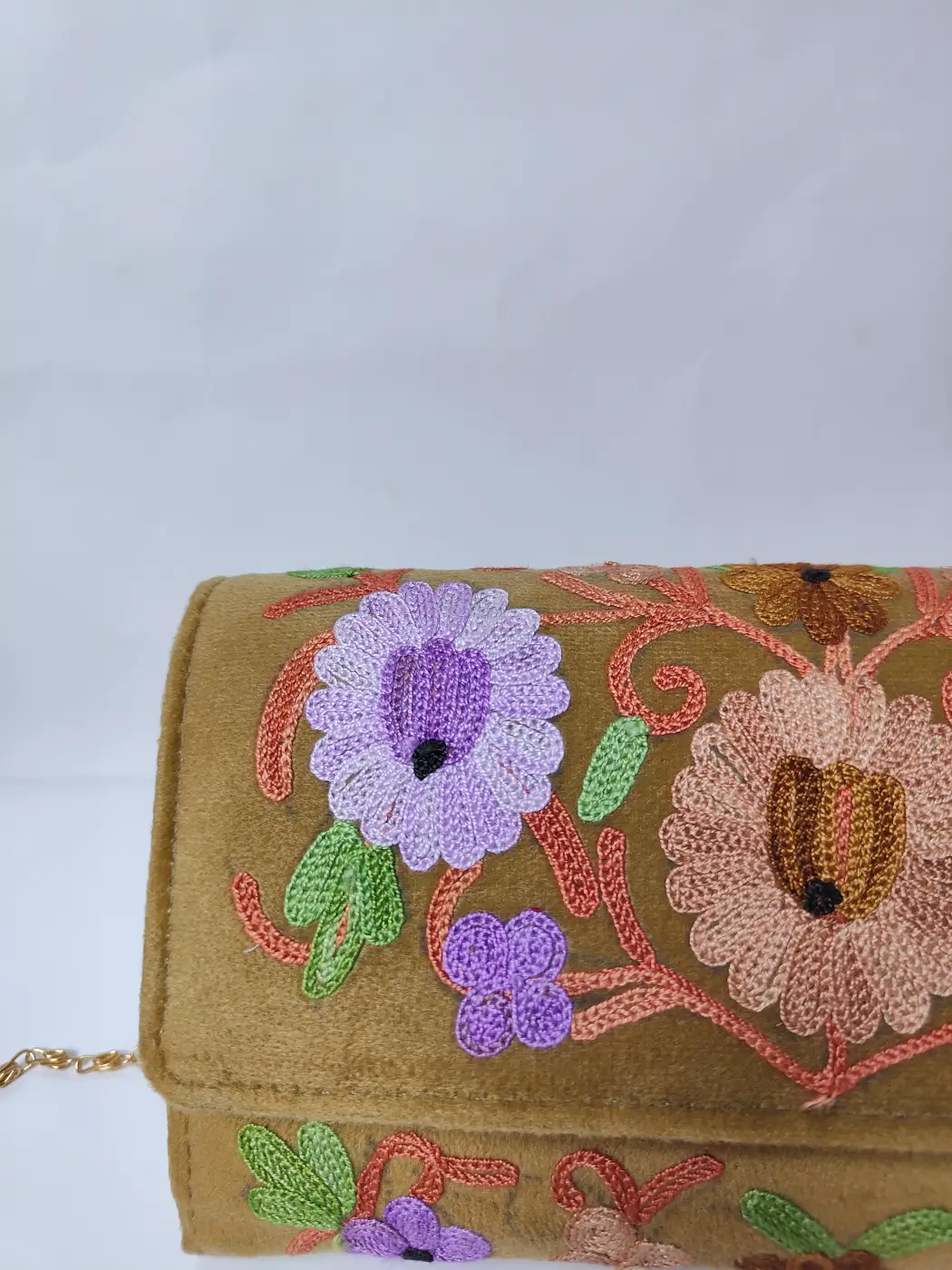 Green Kashmiri Sling Wallet with Aari Embroidery - Image 3