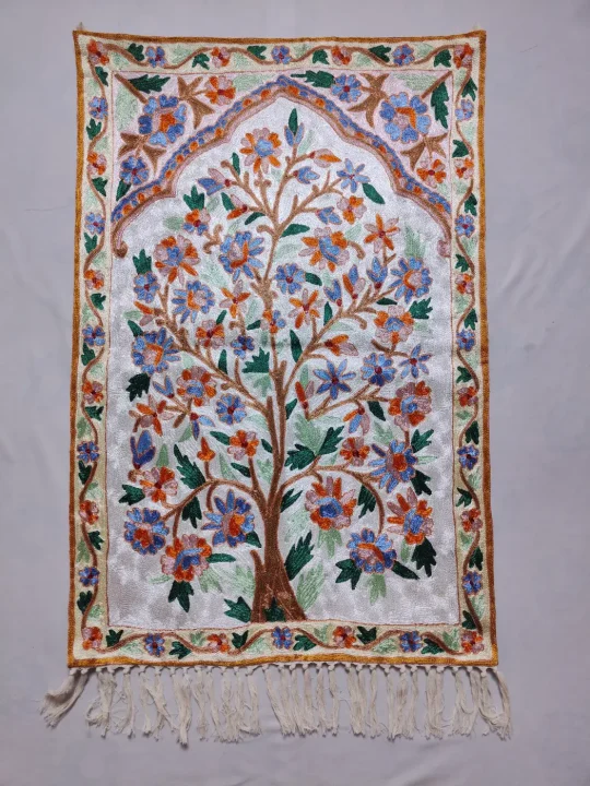 Kashmiri Wall-hanging with Hand Chain-stitch Work Sarzameen (3x2 ft)