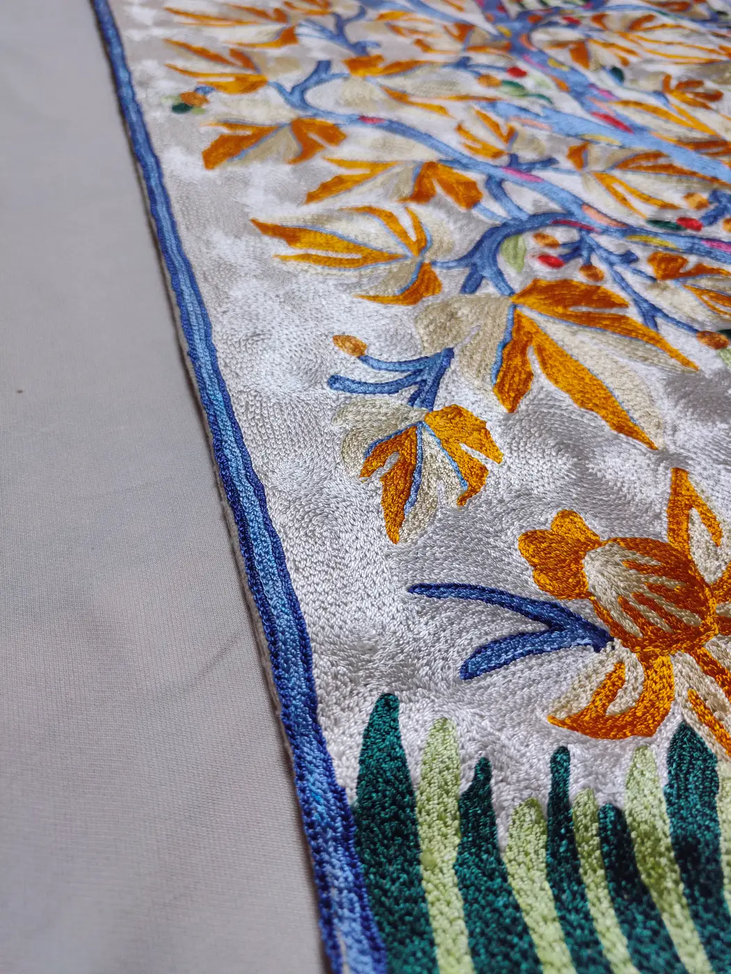 Parbat Kashmiri Wall-hanging with Hand Chain-stitch Embroidery (3x2 ft) - Image 4