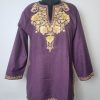 Purple Kashmiri Ruby Cotton Short kurti With Aari Work Salma