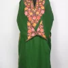 Kashmiri Nazakat Green Cashmilon Pheran for Women with Sleeve Point Aari Embroidery