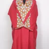 Kashmiri Pink Cashmilon Pheran for Women With Floral Aari Sleeve Point Work – Aaraam