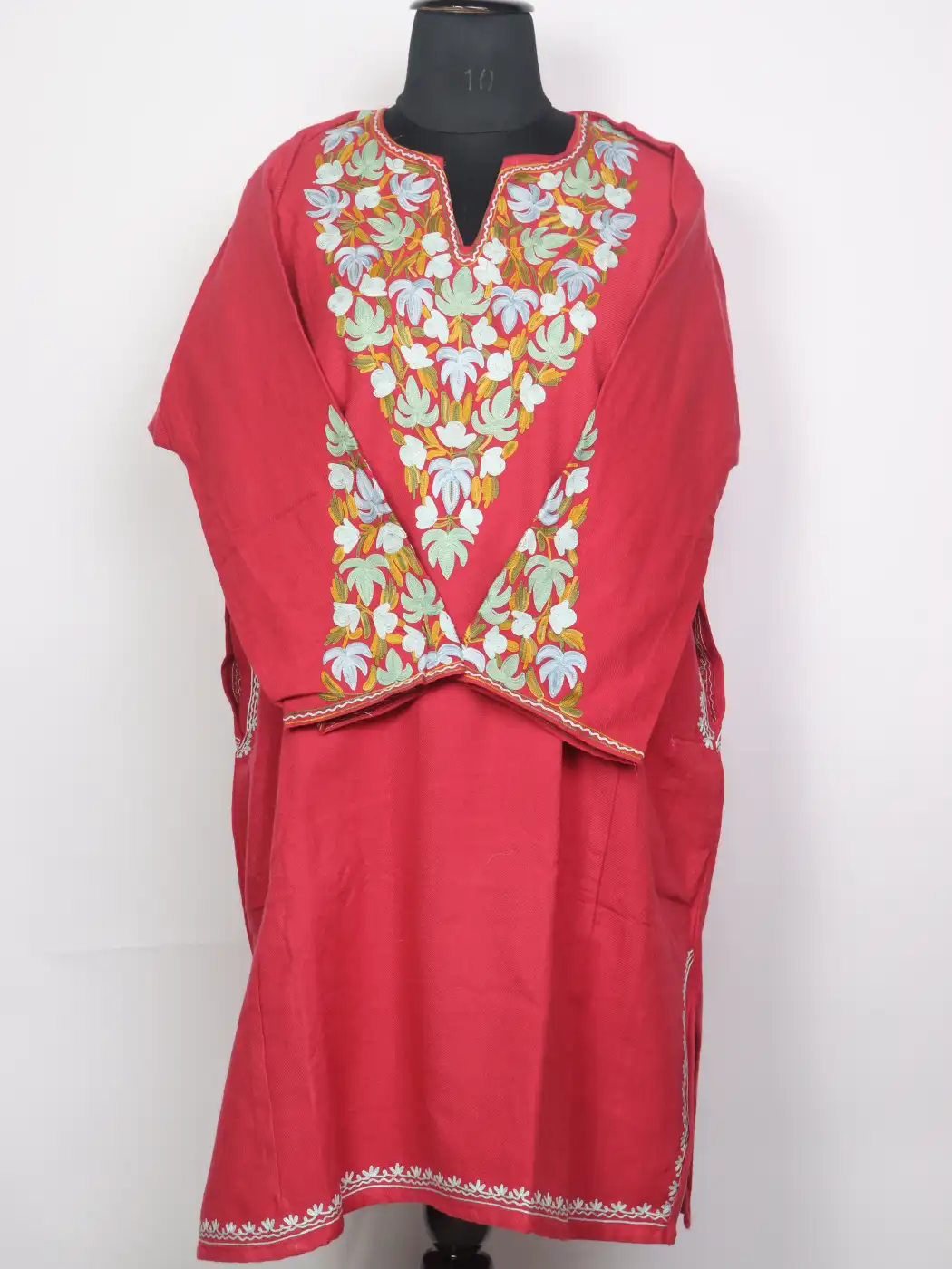 Kashmiri Pink Cashmilon Pheran for Women With Floral Aari Sleeve Point Work – Aaraam