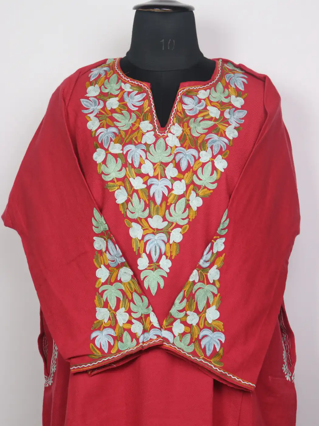 Kashmiri Pink Cashmilon Pheran for Women With Floral Aari Sleeve Point Work – Aaraam - Image 2