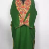 Kashmiri Bahaar Deep Green Cashmilon Pheran for Women with Floral Aari Sleeve Point Work