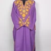 Gulshan Kashmiri Purple Cashmilon Pheran for Women with Floral Aari Sleeve Point Embroidery