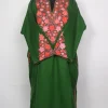 Kashmiri Gulistaan Green Cashmilon Pheran for Women with Sleeve Point Aari Embroidery