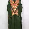 Nusrat Kashmiri Dark Green Cashmilon Pheran for Women with Sleeve Point Aari Kaam