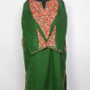 Kashmiri Green Cashmilon Rouf Pheran for Women with Sleeve Point Aari Embroidery