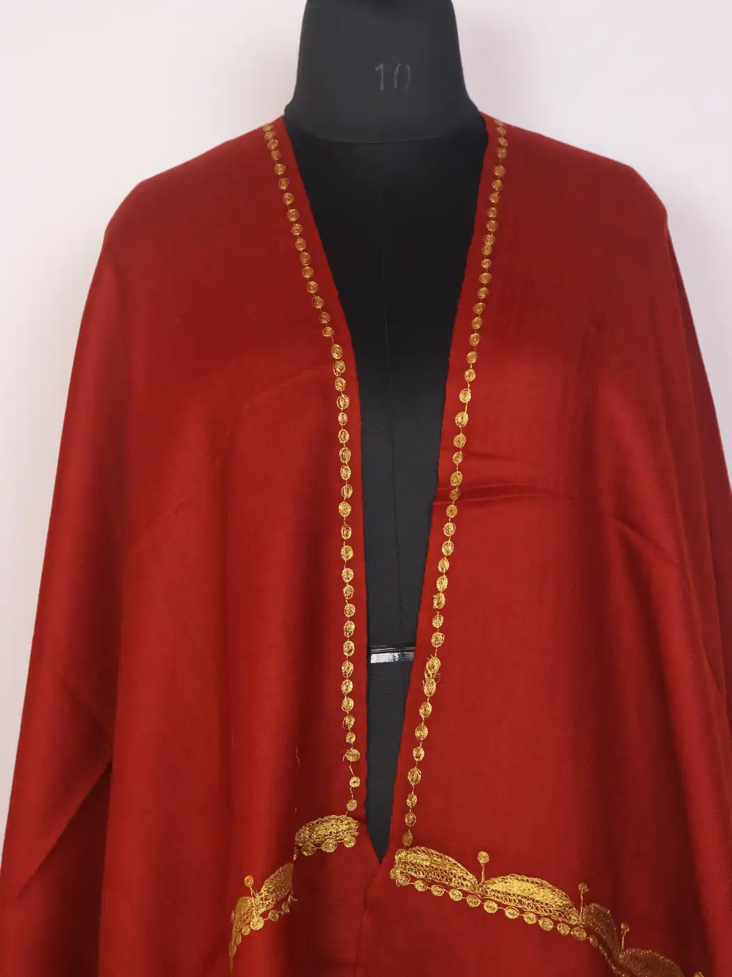 Kashmiri Toosha Stole for Women with Botte Tilla Embroidery | Gulrukh Red - Image 2