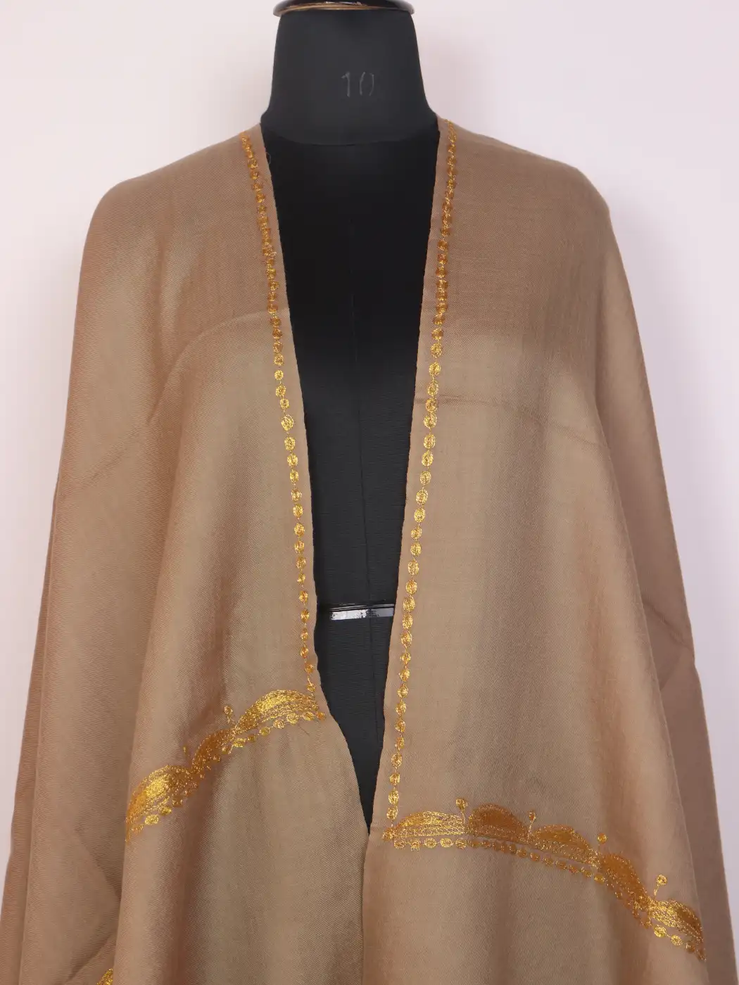 Afsana Beige Kashmiri Toosha Stole for Women with Botte Tilla Embroidery - Image 2