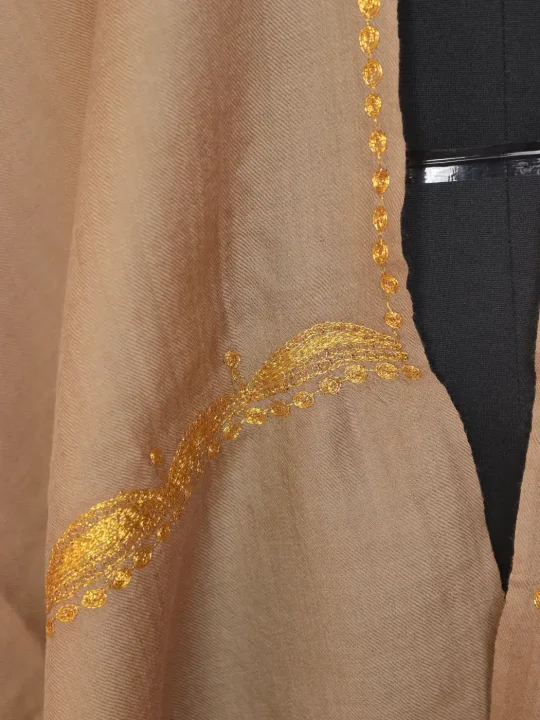 Afsana Beige Kashmiri Toosha Stole for Women with Botte Tilla Embroidery - Image 3