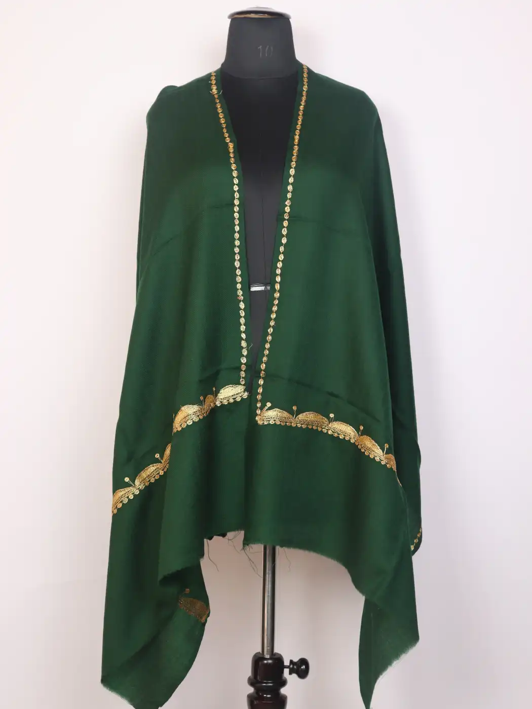 Kashmiri Sabz Nazakat Toosha Stole for Women with Botte Tilla Embroidery