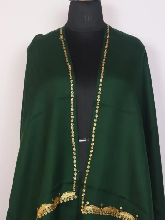 Kashmiri Sabz Nazakat Toosha Stole for Women with Botte Tilla Embroidery - Image 2
