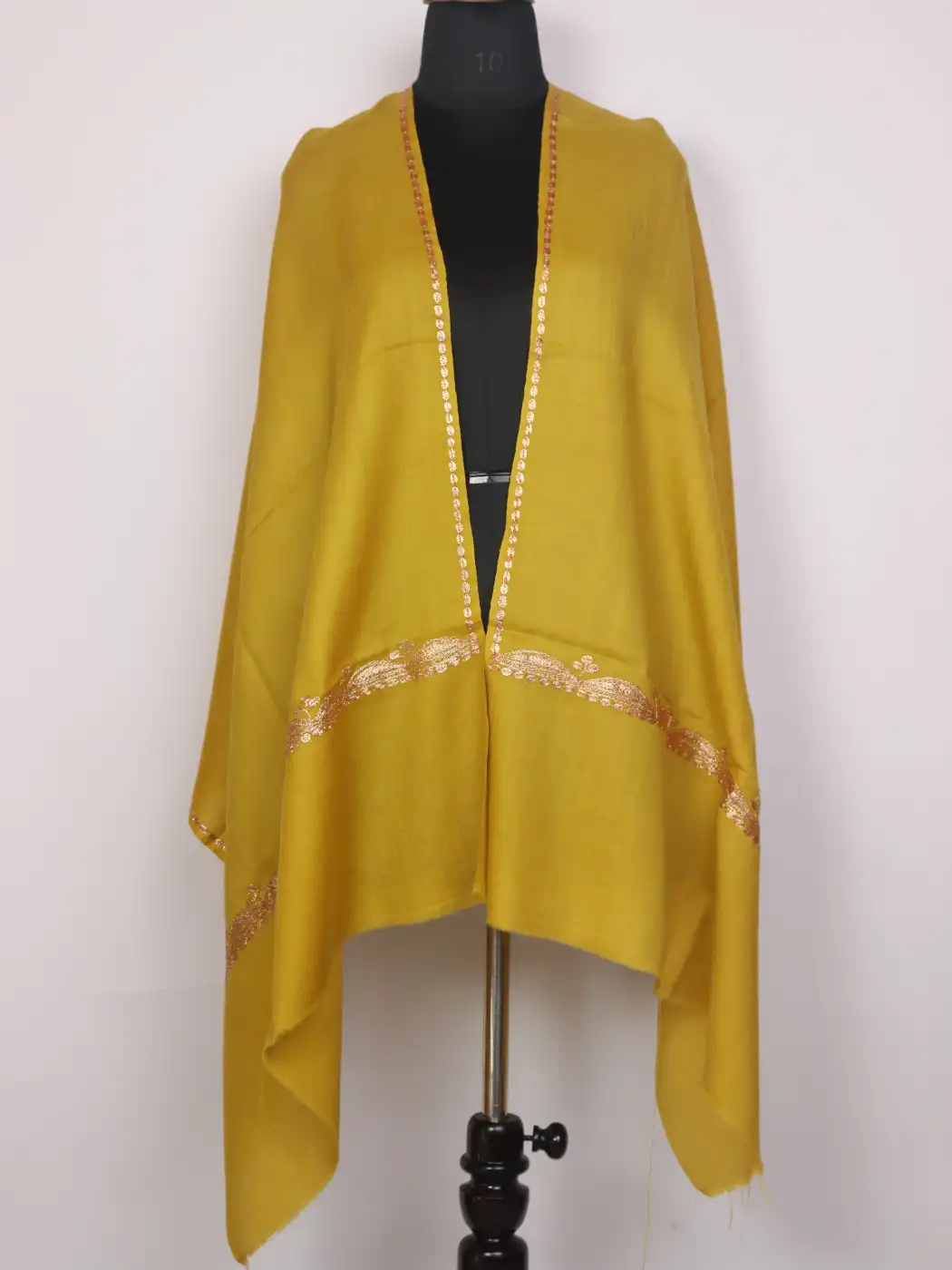Kashmiri Mustard Toosha Stole for Women with Botte Tilla Embroidery Zareen