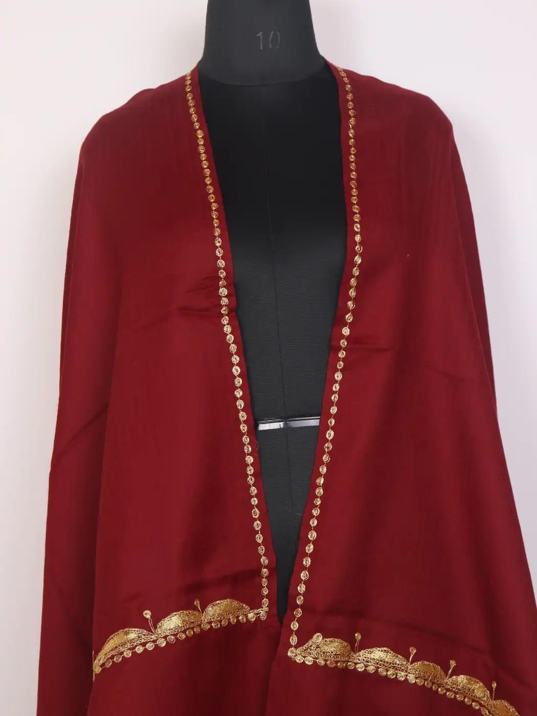 Kashmiri Toosha Stole for Women with Botte Tilla Embroidery Gulnaar Maroon - Image 2