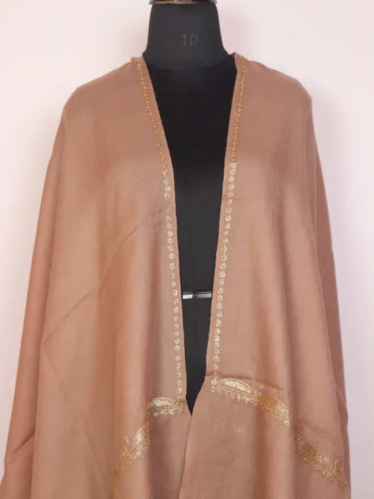 Kashmiri Saba Beige Toosha Stole for Women with Botte Tilla Embroidery - Image 2
