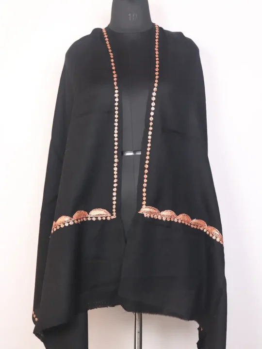 Sitara Siyah Kashmiri Toosha Stole for Women with Botte Tilla Embroidery