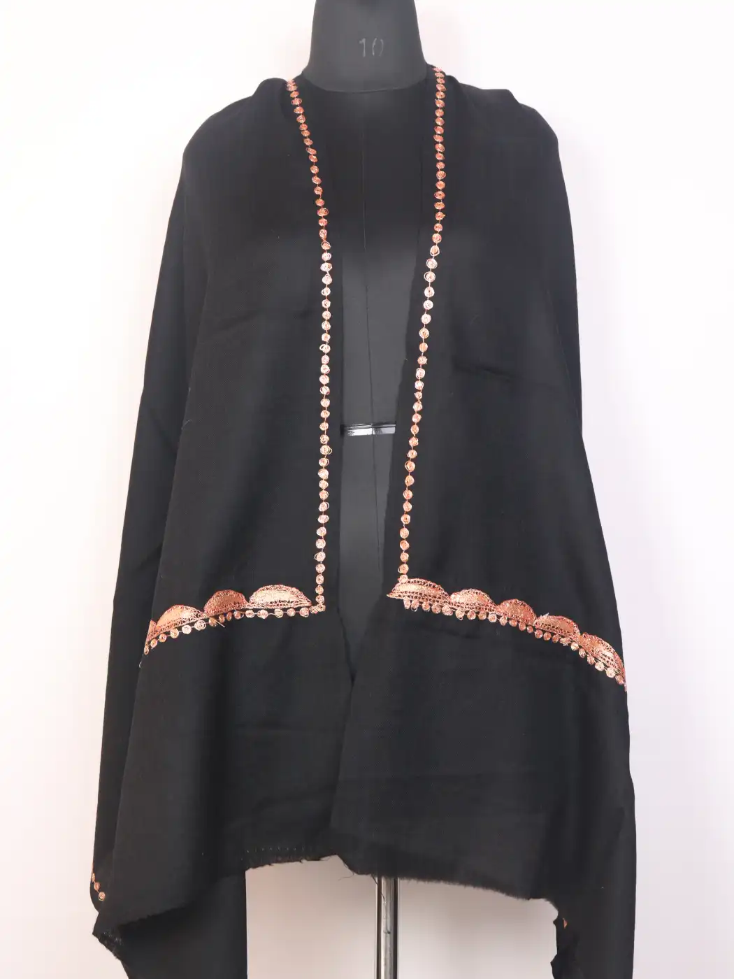 Sitara Siyah Kashmiri Toosha Stole for Women with Botte Tilla Embroidery