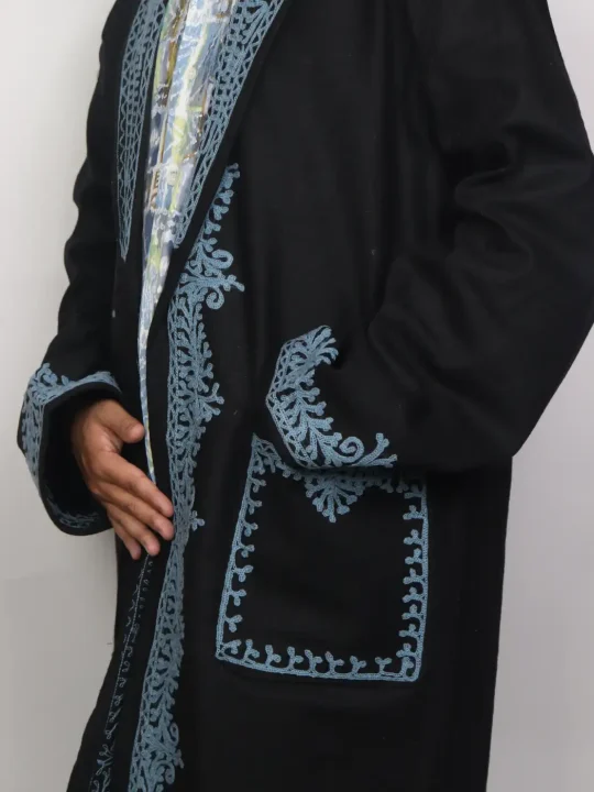 Numaish Kashmiri Woolen Gown for Men with Hand Aari Work - Image 2