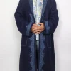 Kashmiri Mehfil Navy Blue Woolen Gown for Men with Hand Aari Embroidery