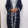 Subhaan Kashmiri Blue Woolen Gown for Men With Hand Aari Kaam