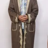 Kashmiri Riwaayat Brown Woolen Gown for Men with Cream Aari Handwork