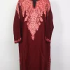 Kashmiri Cashmilon Pheran for Women with Front Back Aari Work | Gulposh Maroon