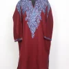 Kashmiri Gulshan Maroon Cashmilon Pheran for Women with Front Back Aari Work