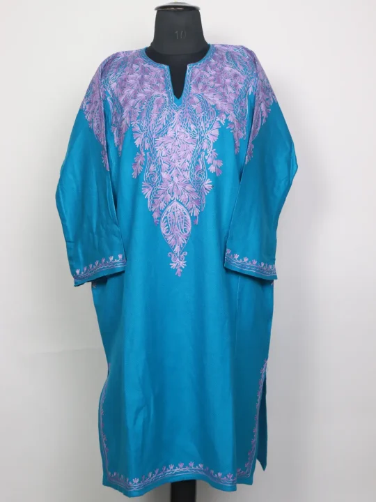 Kashmiri Mahrin Cashmilon Pheran for Women with Front Back Aari Work