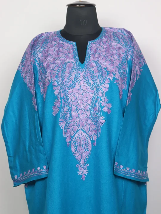 Kashmiri Mahrin Cashmilon Pheran for Women with Front Back Aari Work - Image 2
