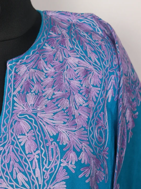 Kashmiri Mahrin Cashmilon Pheran for Women with Front Back Aari Work - Image 3