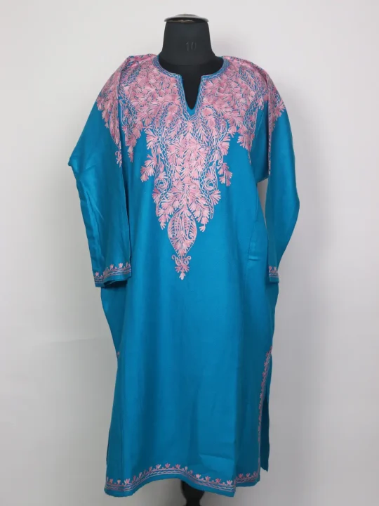 Kashmiri Fiza Cashmilon Pheran for Women with Front Back Aari Work