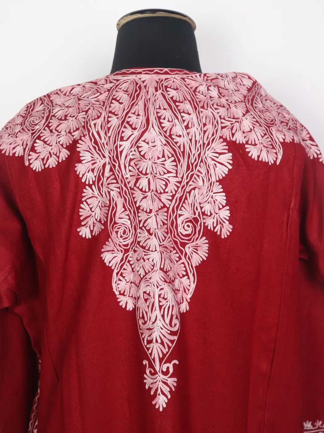 Nishat Kashmiri Cashmilon Pheran for Women Maroon with Front Back Aari Embroidery - Image 5