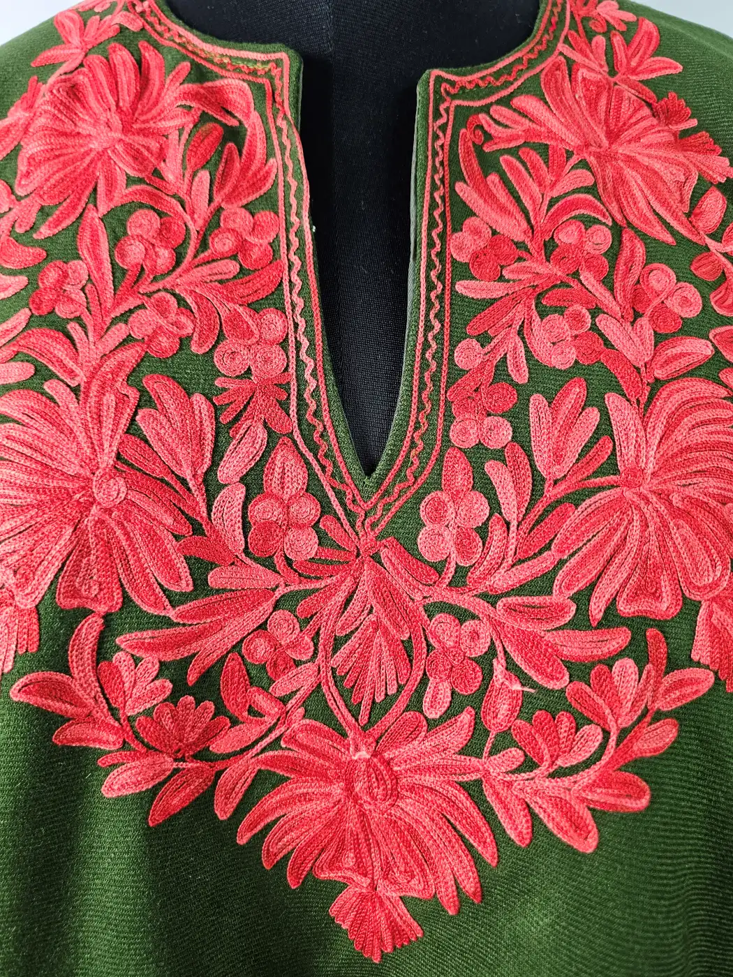 Kashmiri Meher Poncho with Aari Work in Cashmilon Wool - Image 3