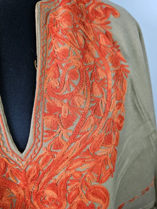 Kashmiri Beige Poncho Top for Women Haseen with Aari Embroidery - Image 3