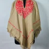 Beige Kashmiri Poncho for Women Sukoon with Aari Work
