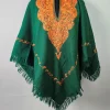 Green Kashmiri Poncho for Women Fitoor with Aari Embroidery