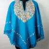 Kashmiri Lalchowk Blue Poncho for Women with Aari Embroidery