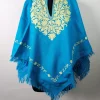 Kashmiri Srinager Zeba Blue Aari Poncho for Women