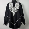 Wazwaan Black Kashmiri Poncho for Women with Aari Work