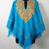 Meherab Blue Kashmiri Poncho for Women with Aari Work