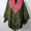 Roshni Green Kashmiri Poncho for Women with Aari Work