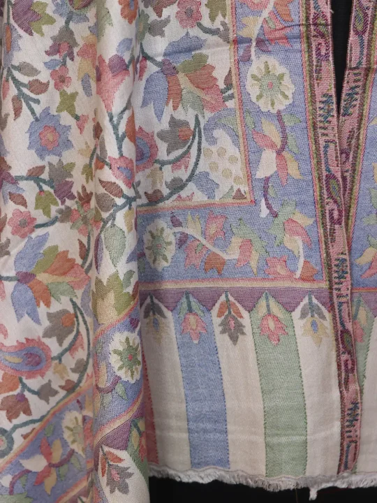 Meher Kashmiri Kani Stole for Women with Soft Multicolour Floral Motifs - Image 3